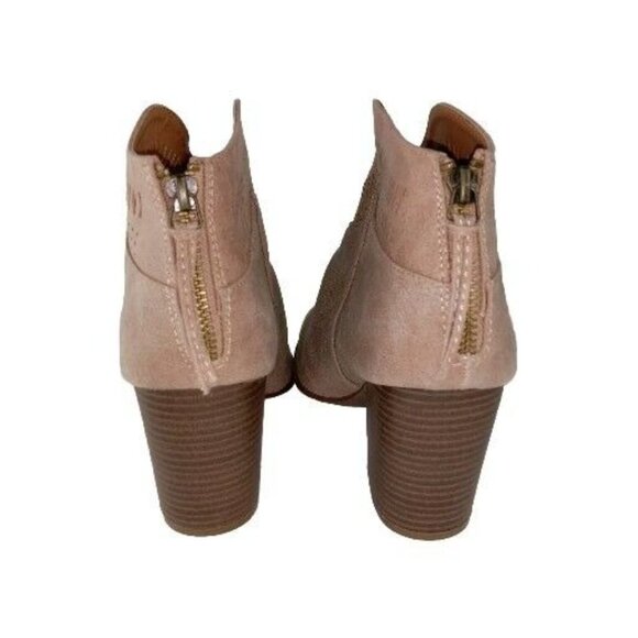 Qupid Women's Sand Beige 3" heels pump Zipper Up Ankle Boots size 10 - Picture 3 of 10